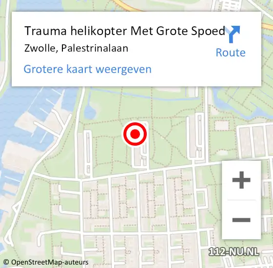 Locatie op kaart van de 112 melding: Trauma helikopter Met Grote Spoed Naar Zwolle, Palestrinalaan op 17 oktober 2023 14:53