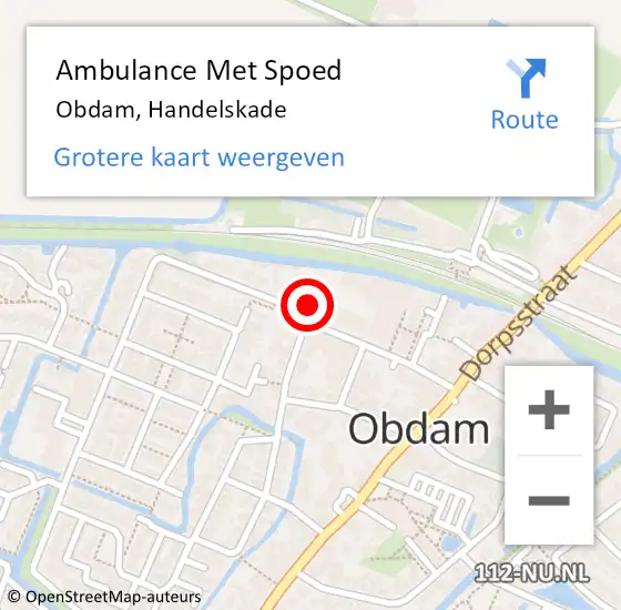 Locatie op kaart van de 112 melding: Ambulance Met Spoed Naar Obdam, Handelskade op 17 oktober 2023 15:08