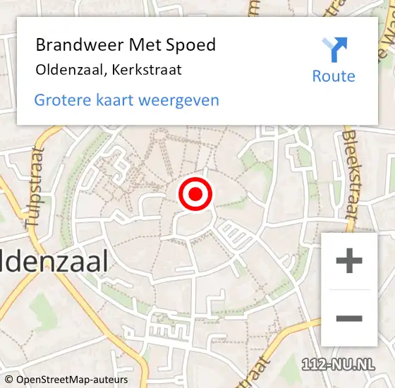 Locatie op kaart van de 112 melding: Brandweer Met Spoed Naar Oldenzaal, Kerkstraat op 17 oktober 2023 15:09