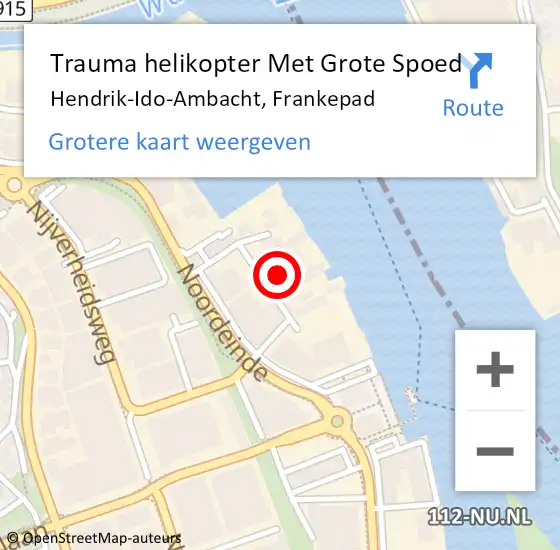 Locatie op kaart van de 112 melding: Trauma helikopter Met Grote Spoed Naar Hendrik-Ido-Ambacht, Frankepad op 17 oktober 2023 15:17