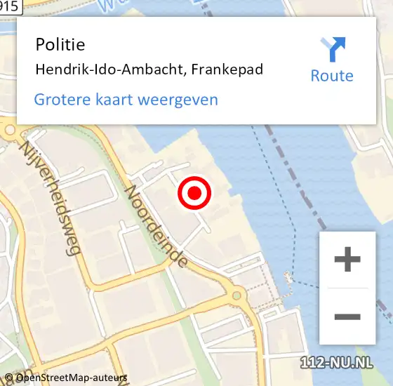 Locatie op kaart van de 112 melding: Politie Hendrik-Ido-Ambacht, Frankepad op 17 oktober 2023 15:24