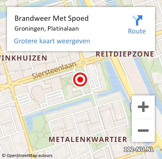 Locatie op kaart van de 112 melding: Brandweer Met Spoed Naar Groningen, Platinalaan op 17 oktober 2023 15:48