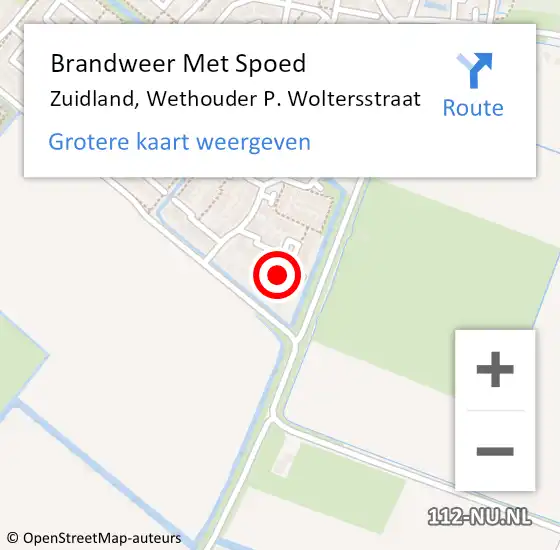 Locatie op kaart van de 112 melding: Brandweer Met Spoed Naar Zuidland, Wethouder P. Woltersstraat op 17 oktober 2023 16:05