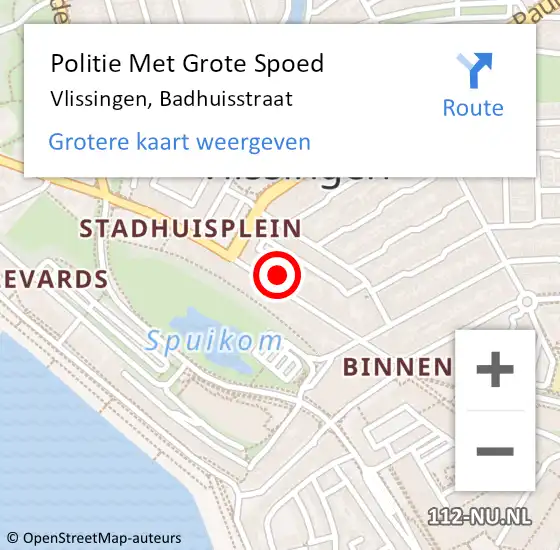 Locatie op kaart van de 112 melding: Politie Met Grote Spoed Naar Vlissingen, Badhuisstraat op 17 oktober 2023 16:12