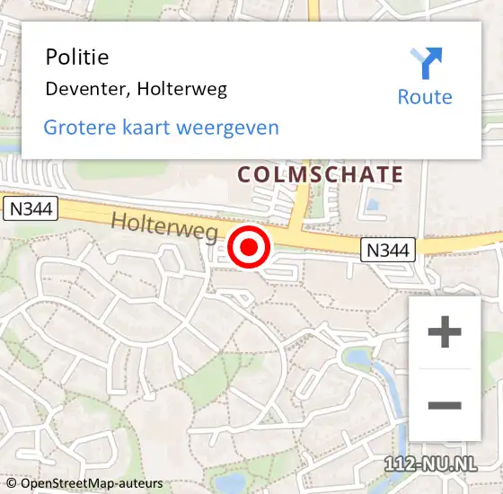 Locatie op kaart van de 112 melding: Politie Deventer, Holterweg op 17 oktober 2023 16:16