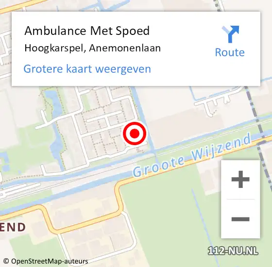 Locatie op kaart van de 112 melding: Ambulance Met Spoed Naar Hoogkarspel, Anemonenlaan op 17 oktober 2023 17:06