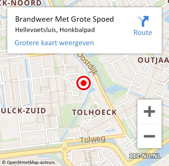 Locatie op kaart van de 112 melding: Brandweer Met Grote Spoed Naar Hellevoetsluis, Honkbalpad op 17 oktober 2023 17:27