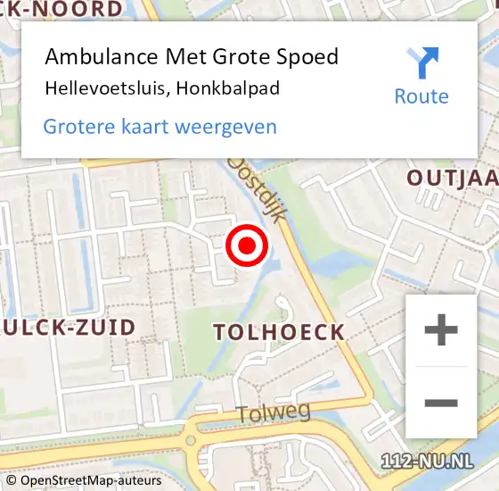 Locatie op kaart van de 112 melding: Ambulance Met Grote Spoed Naar Hellevoetsluis, Honkbalpad op 17 oktober 2023 17:27