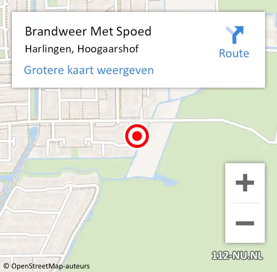 Locatie op kaart van de 112 melding: Brandweer Met Spoed Naar Harlingen, Hoogaarshof op 11 september 2014 22:16