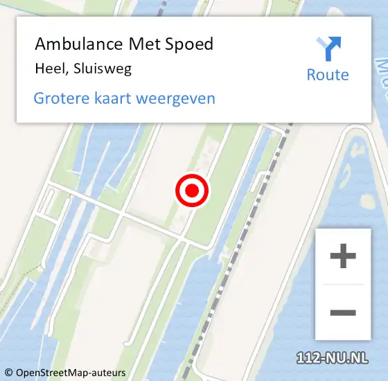 Locatie op kaart van de 112 melding: Ambulance Met Spoed Naar Heel, Sluisweg op 17 oktober 2023 17:35