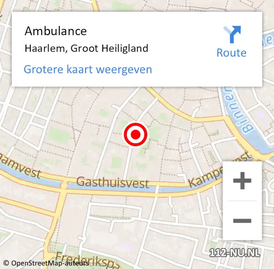 Locatie op kaart van de 112 melding: Ambulance Haarlem, Groot Heiligland op 17 oktober 2023 17:51