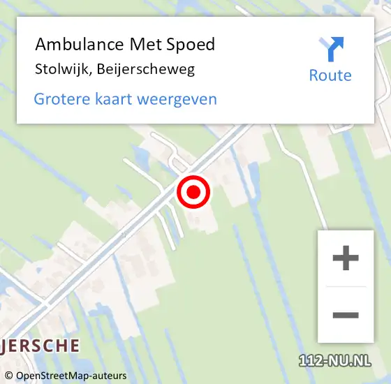 Locatie op kaart van de 112 melding: Ambulance Met Spoed Naar Stolwijk, Beijerscheweg op 17 oktober 2023 17:55