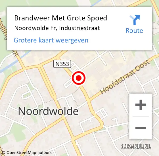 Locatie op kaart van de 112 melding: Brandweer Met Grote Spoed Naar Noordwolde Fr, Industriestraat op 11 september 2014 22:22