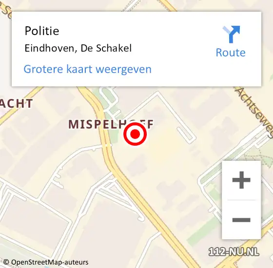 Locatie op kaart van de 112 melding: Politie Eindhoven, De Schakel op 17 oktober 2023 18:21