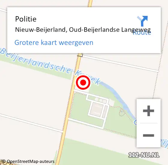 Locatie op kaart van de 112 melding: Politie Nieuw-Beijerland, Oud-Beijerlandse Langeweg op 17 oktober 2023 18:33