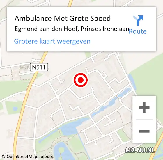 Locatie op kaart van de 112 melding: Ambulance Met Grote Spoed Naar Egmond aan den Hoef, Prinses Irenelaan op 17 oktober 2023 18:33