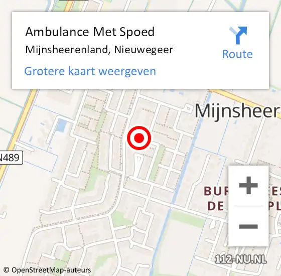 Locatie op kaart van de 112 melding: Ambulance Met Spoed Naar Mijnsheerenland, Nieuwegeer op 17 oktober 2023 18:53