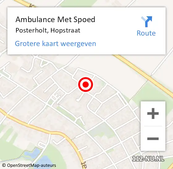 Locatie op kaart van de 112 melding: Ambulance Met Spoed Naar Posterholt, Hopstraat op 17 oktober 2023 18:59