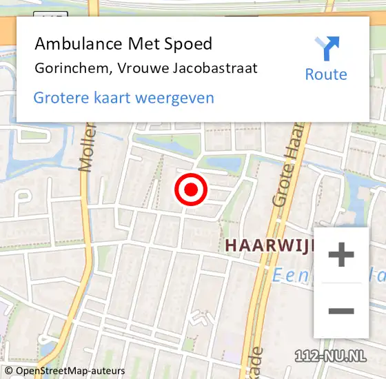 Locatie op kaart van de 112 melding: Ambulance Met Spoed Naar Gorinchem, Vrouwe Jacobastraat op 17 oktober 2023 19:27