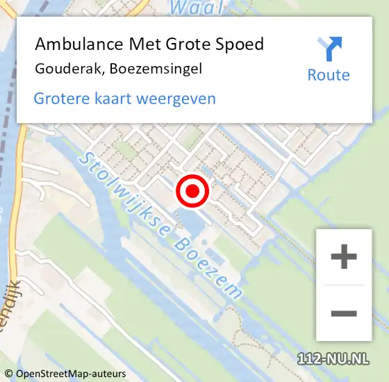 Locatie op kaart van de 112 melding: Ambulance Met Grote Spoed Naar Gouderak, Boezemsingel op 17 oktober 2023 19:32