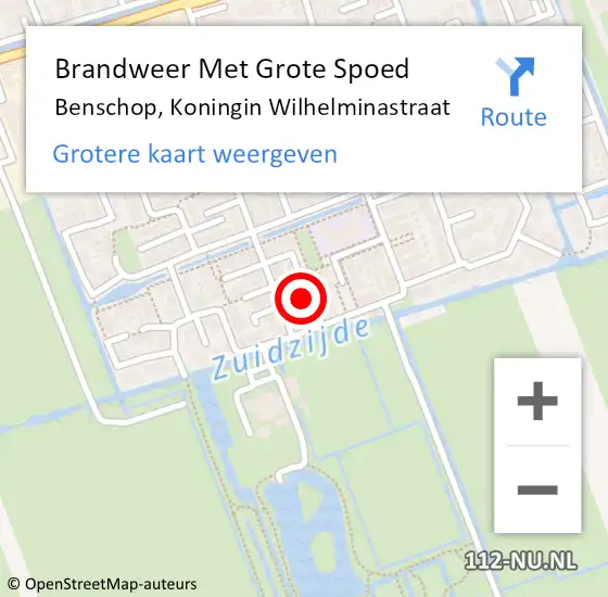 Locatie op kaart van de 112 melding: Brandweer Met Grote Spoed Naar Benschop, Koningin Wilhelminastraat op 17 oktober 2023 19:46