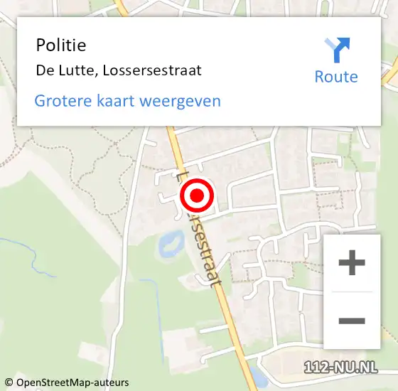 Locatie op kaart van de 112 melding: Politie De Lutte, Lossersestraat op 17 oktober 2023 19:52