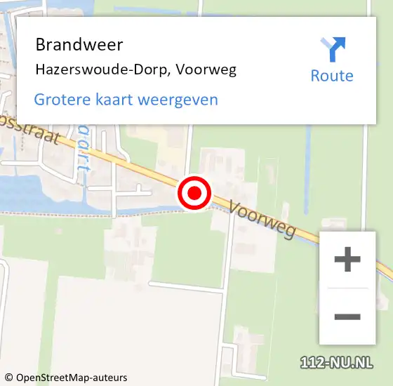 Locatie op kaart van de 112 melding: Brandweer Hazerswoude-Dorp, Voorweg op 17 oktober 2023 19:55