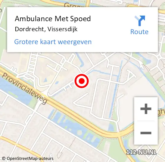 Locatie op kaart van de 112 melding: Ambulance Met Spoed Naar Dordrecht, Vissersdijk op 17 oktober 2023 20:53