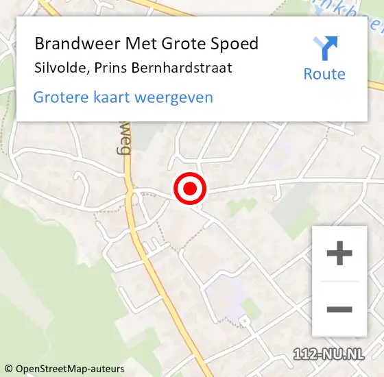 Locatie op kaart van de 112 melding: Brandweer Met Grote Spoed Naar Silvolde, Prins Bernhardstraat op 17 oktober 2023 21:09