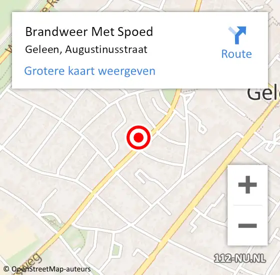 Locatie op kaart van de 112 melding: Brandweer Met Spoed Naar Geleen, Augustinusstraat op 17 oktober 2023 21:13