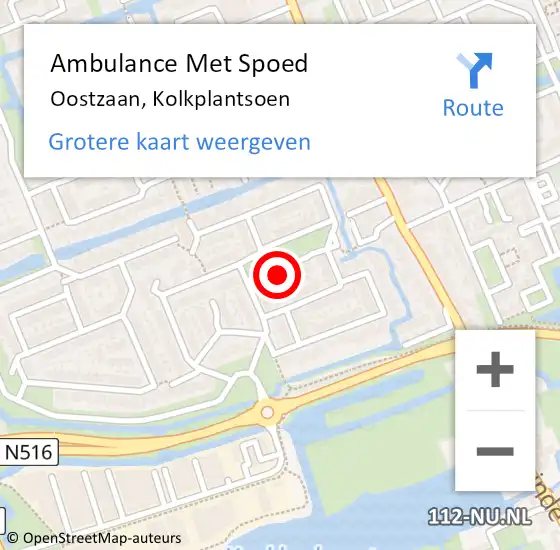 Locatie op kaart van de 112 melding: Ambulance Met Spoed Naar Oostzaan, Kolkplantsoen op 17 oktober 2023 21:22