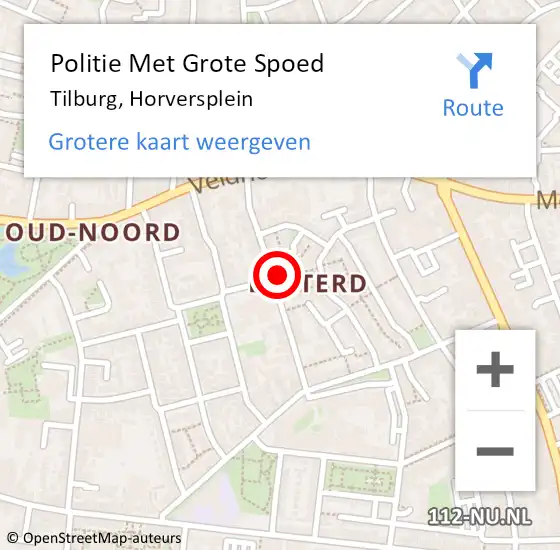 Locatie op kaart van de 112 melding: Politie Met Grote Spoed Naar Tilburg, Horversplein op 17 oktober 2023 21:50