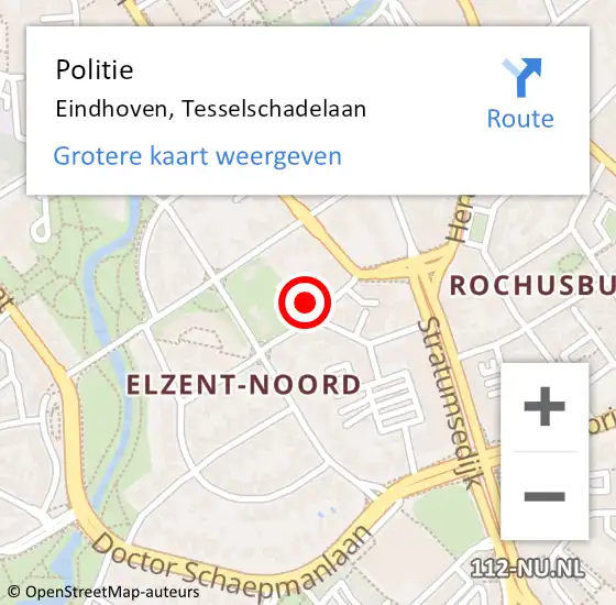 Locatie op kaart van de 112 melding: Politie Eindhoven, Tesselschadelaan op 17 oktober 2023 22:25