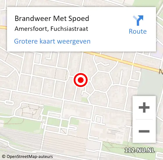 Locatie op kaart van de 112 melding: Brandweer Met Spoed Naar Amersfoort, Fuchsiastraat op 17 oktober 2023 22:29