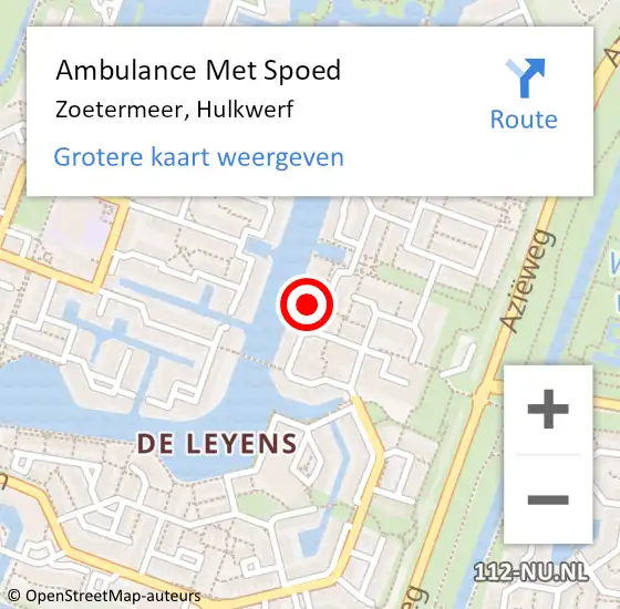 Locatie op kaart van de 112 melding: Ambulance Met Spoed Naar Zoetermeer, Hulkwerf op 17 oktober 2023 23:18