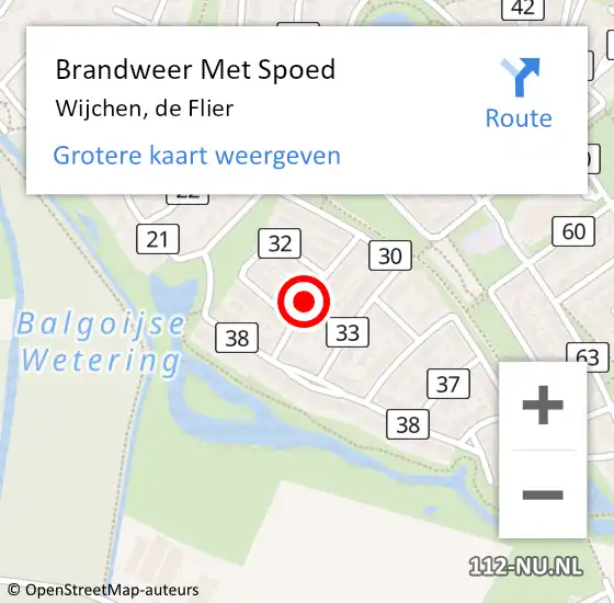 Locatie op kaart van de 112 melding: Brandweer Met Spoed Naar Wijchen, de Flier op 18 oktober 2023 00:34