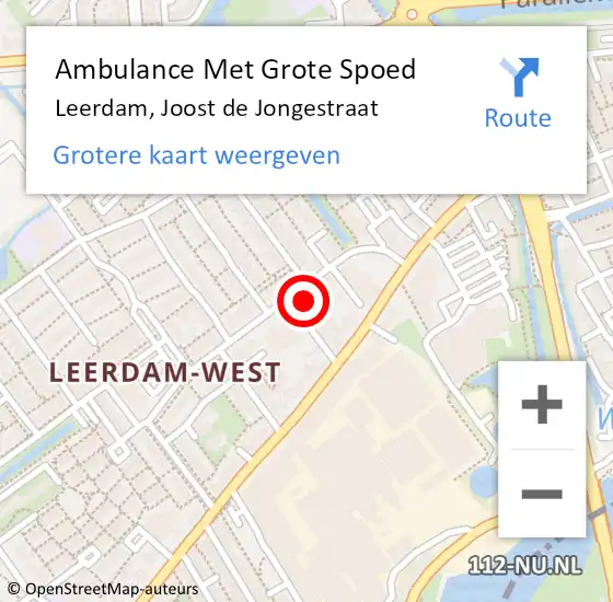 Locatie op kaart van de 112 melding: Ambulance Met Grote Spoed Naar Leerdam, Joost de Jongestraat op 18 oktober 2023 00:51