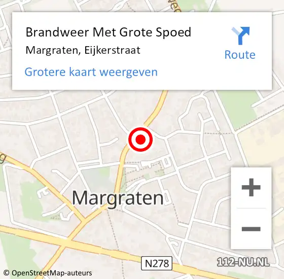 Locatie op kaart van de 112 melding: Brandweer Met Grote Spoed Naar Margraten, Eijkerstraat op 18 oktober 2023 01:06