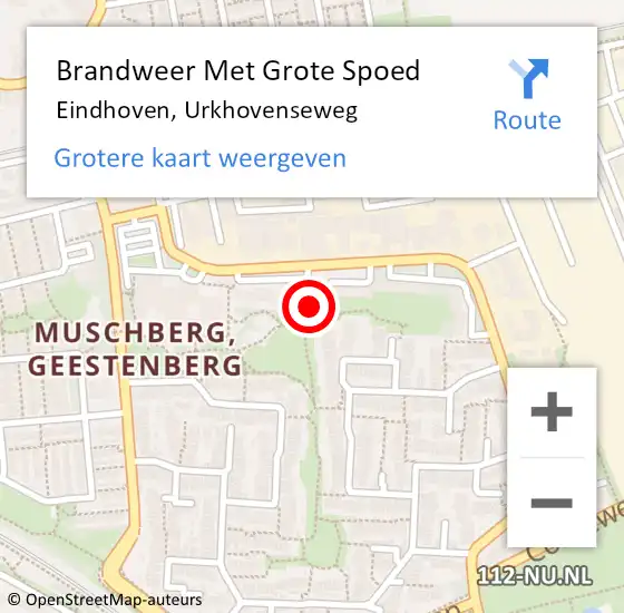 Locatie op kaart van de 112 melding: Brandweer Met Grote Spoed Naar Eindhoven, Urkhovenseweg op 18 oktober 2023 02:47