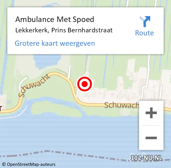 Locatie op kaart van de 112 melding: Ambulance Met Spoed Naar Lekkerkerk, Prins Bernhardstraat op 18 oktober 2023 03:27