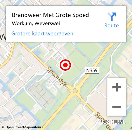 Locatie op kaart van de 112 melding: Brandweer Met Grote Spoed Naar Workum, Weverswei op 18 oktober 2023 04:28