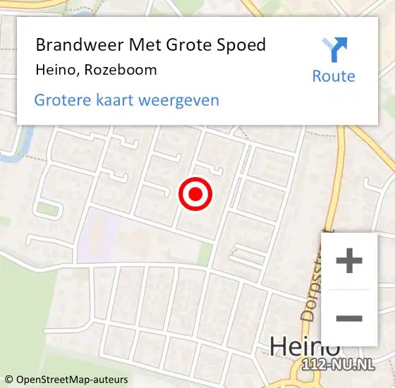 Locatie op kaart van de 112 melding: Brandweer Met Grote Spoed Naar Heino, Rozeboom op 18 oktober 2023 05:55