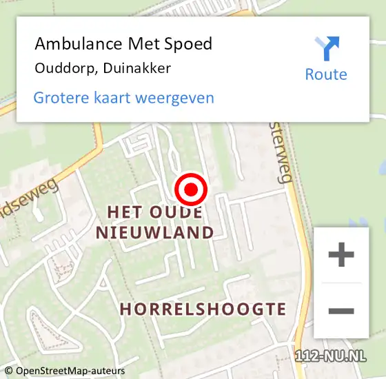 Locatie op kaart van de 112 melding: Ambulance Met Spoed Naar Ouddorp, Duinakker op 18 oktober 2023 06:59
