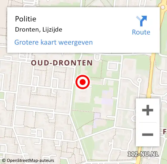 Locatie op kaart van de 112 melding: Politie Dronten, Lijzijde op 18 oktober 2023 07:23