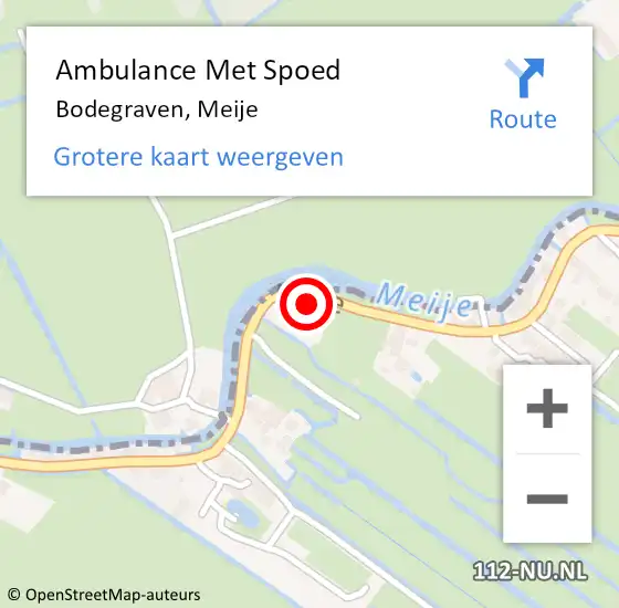 Locatie op kaart van de 112 melding: Ambulance Met Spoed Naar Bodegraven, Meije op 18 oktober 2023 07:35