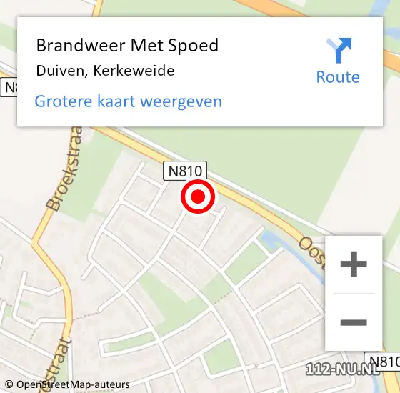 Locatie op kaart van de 112 melding: Brandweer Met Spoed Naar Duiven, Kerkeweide op 18 oktober 2023 07:58