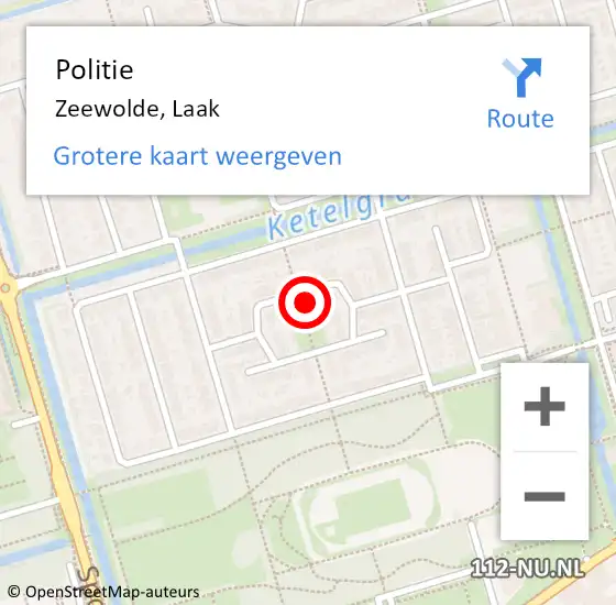 Locatie op kaart van de 112 melding: Politie Zeewolde, Laak op 18 oktober 2023 08:07