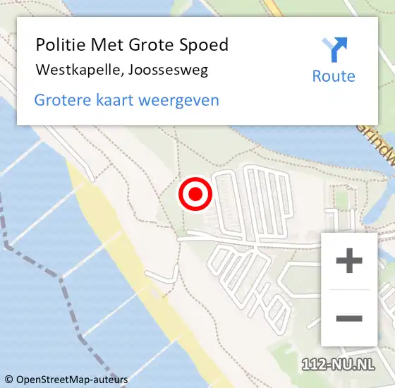 Locatie op kaart van de 112 melding: Politie Met Grote Spoed Naar Westkapelle, Joossesweg op 18 oktober 2023 09:25