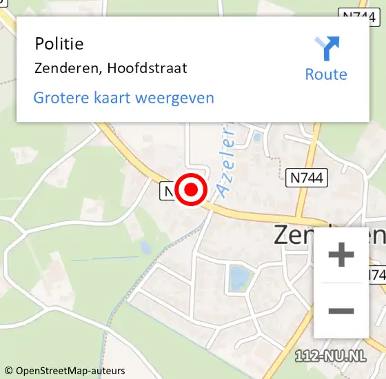 Locatie op kaart van de 112 melding: Politie Zenderen, Hoofdstraat op 18 oktober 2023 09:47