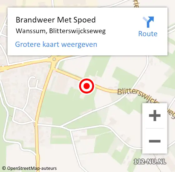 Locatie op kaart van de 112 melding: Brandweer Met Spoed Naar Wanssum, Blitterswijckseweg op 18 oktober 2023 10:16